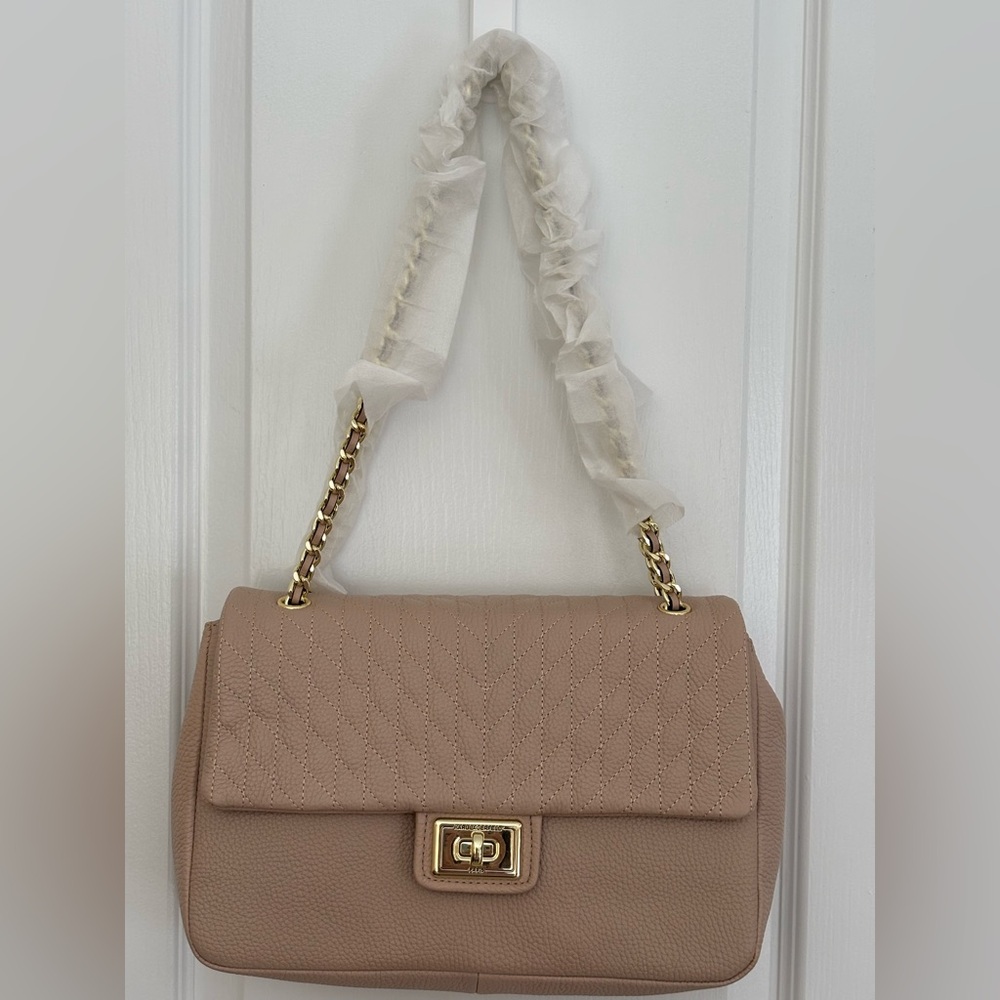 Karl Lagerfeld Paris Elegant Beige 2-Way Handbag with Dusty